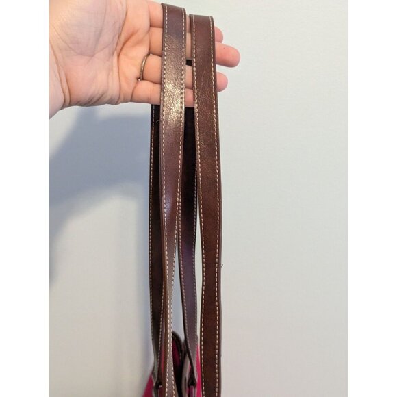 Etienne Aigner Large Classic Hot Pink Tote Bag Shoulder Bag Brown Buckle - Picture 12 of 16